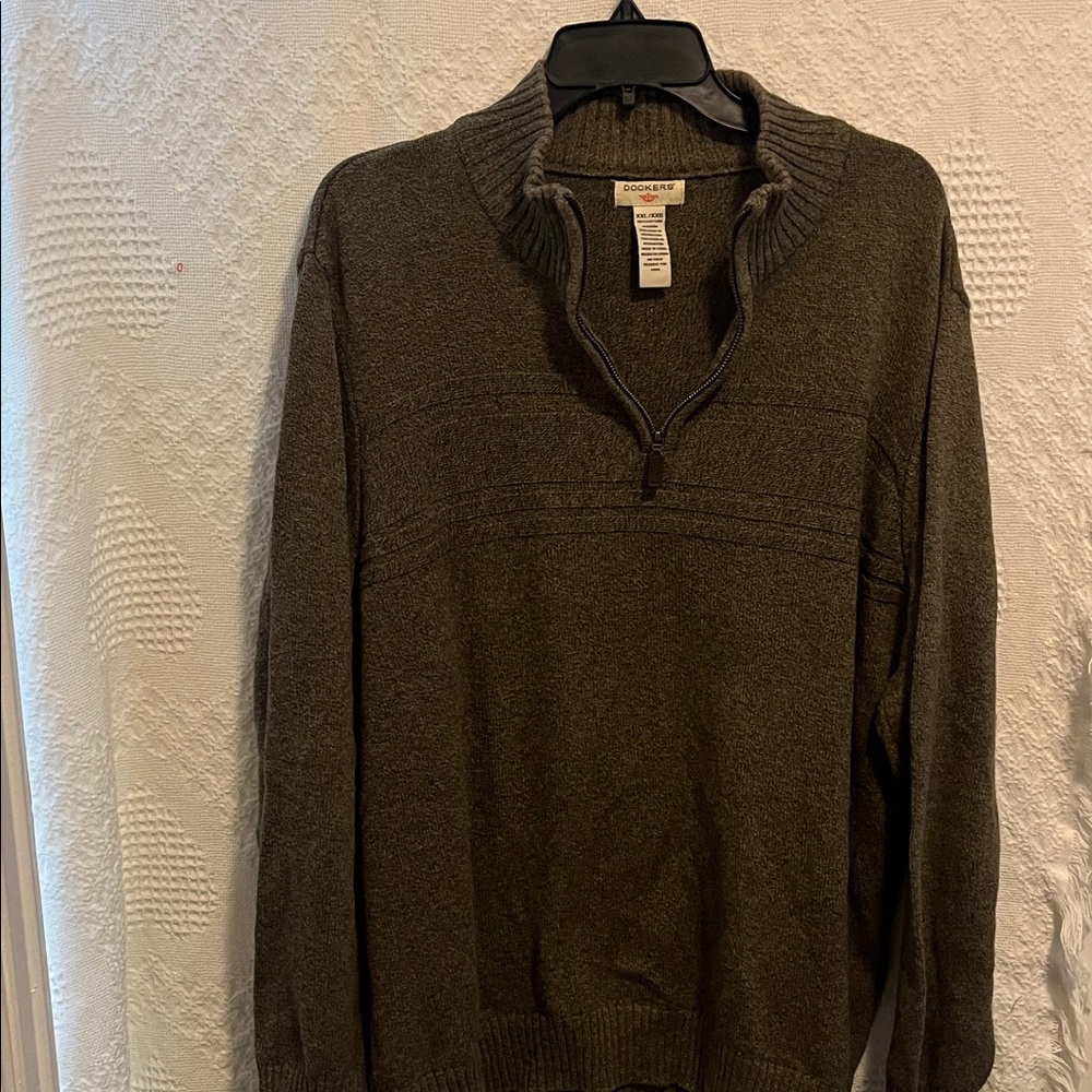 Dockers Dark Brown Zip-Up Sweater for Men